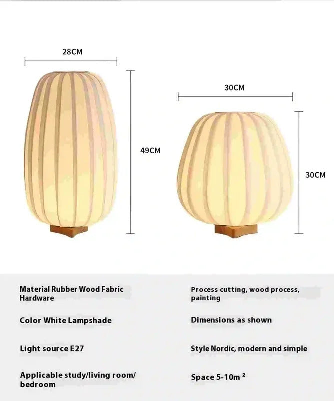 Nordic fabric table lamp, living room and study decorative table lamp, warm bedroom bedside decorative lamp