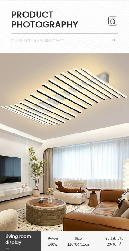 Art Fishbone Line Acrylic LED Ceiling Lamp Living Room Bedroom Lighting