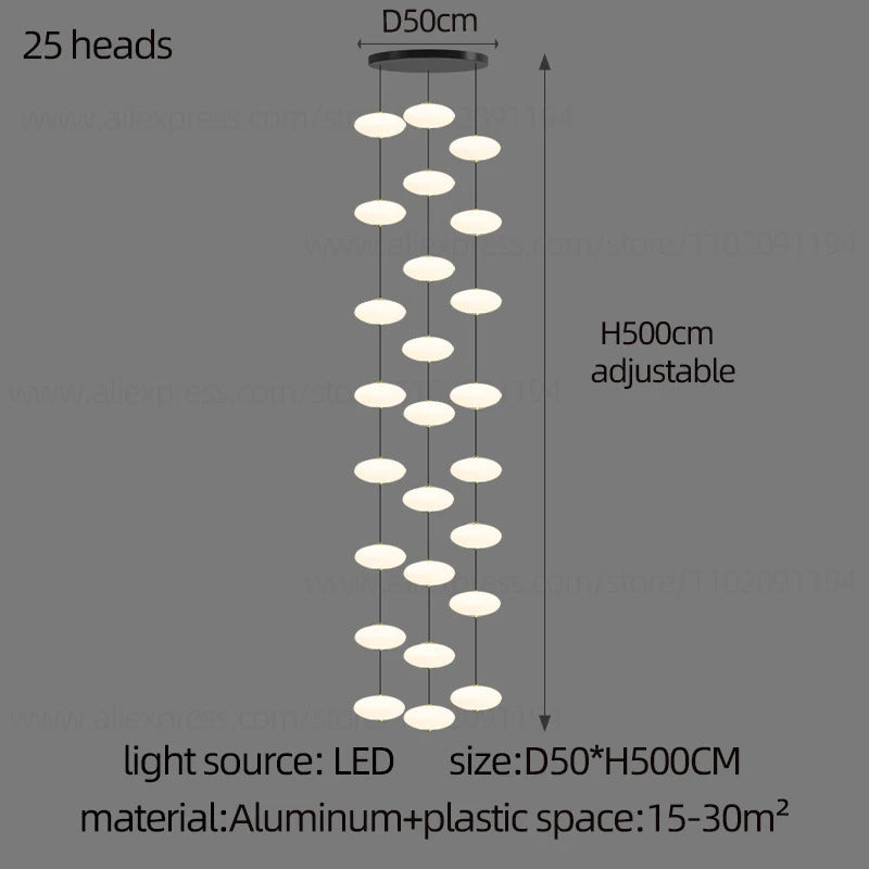 Modern villa Staircase Chandelier Nordic Oval String Ball Duplex Building LED pendant Light