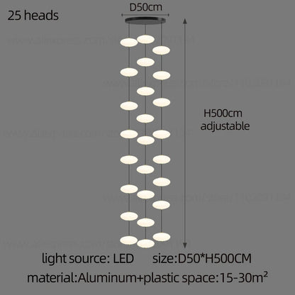 Modern villa Staircase Chandelier Nordic Oval String Ball Duplex Building LED pendant Light