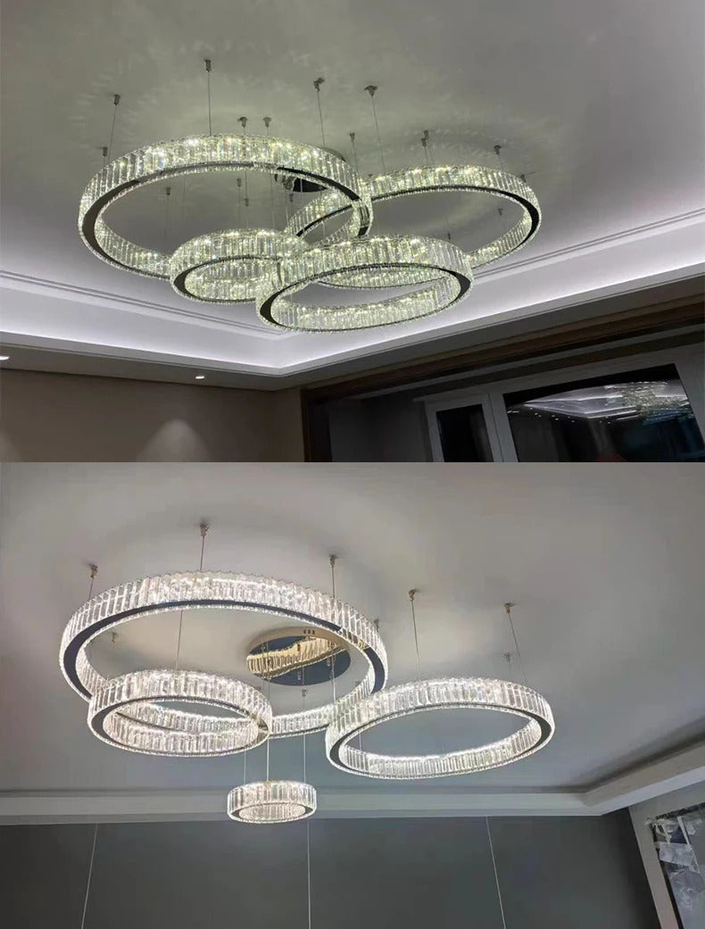 Luxury Crystal LED Pendant Lights Home Villa Living Room Dimmable Lighting Lustre Decoration Ceiling Chandelier Lamps Fixtures