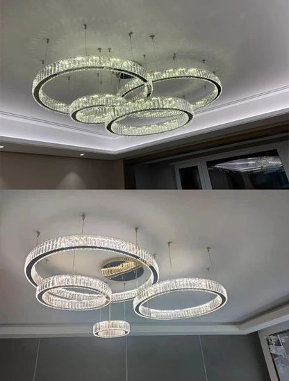 Luxury Crystal LED Pendant Lights Home Villa Living Room Dimmable Lighting Lustre Decoration Ceiling Chandelier Lamps Fixtures