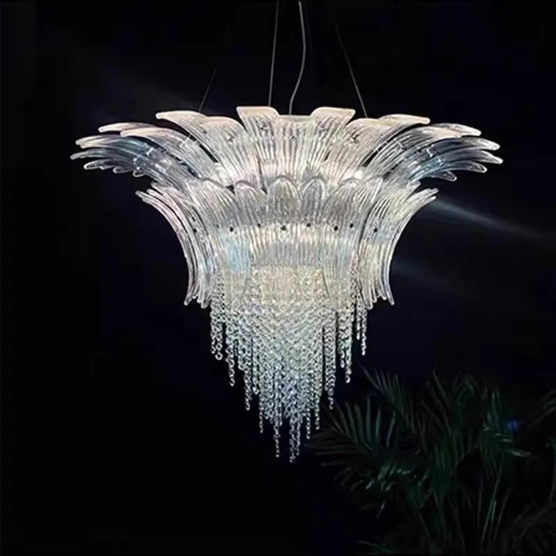Modern Luxury Crystal Chandelier Hotel Villa Staircase Pendant Lamp
