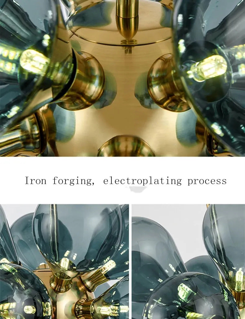 Our blue bubble Chandelier dining table light fixtures