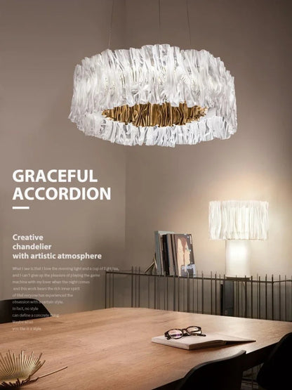 Accordéon Suspension pendant light LED pleated acrylic chandelier