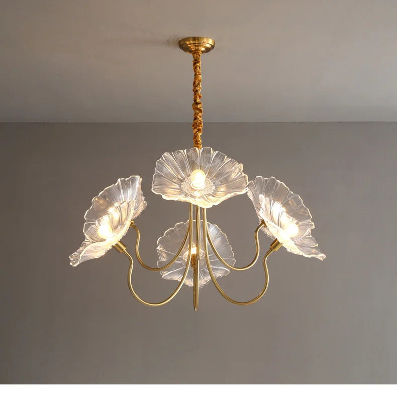 Lotus Flower Chandelier Modern Glass Flowers Led Chandelier