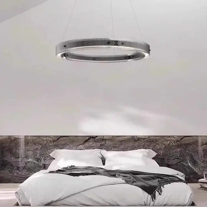 Modern black round chandelier Nordic simple glass lampshade ring LED pendant lights