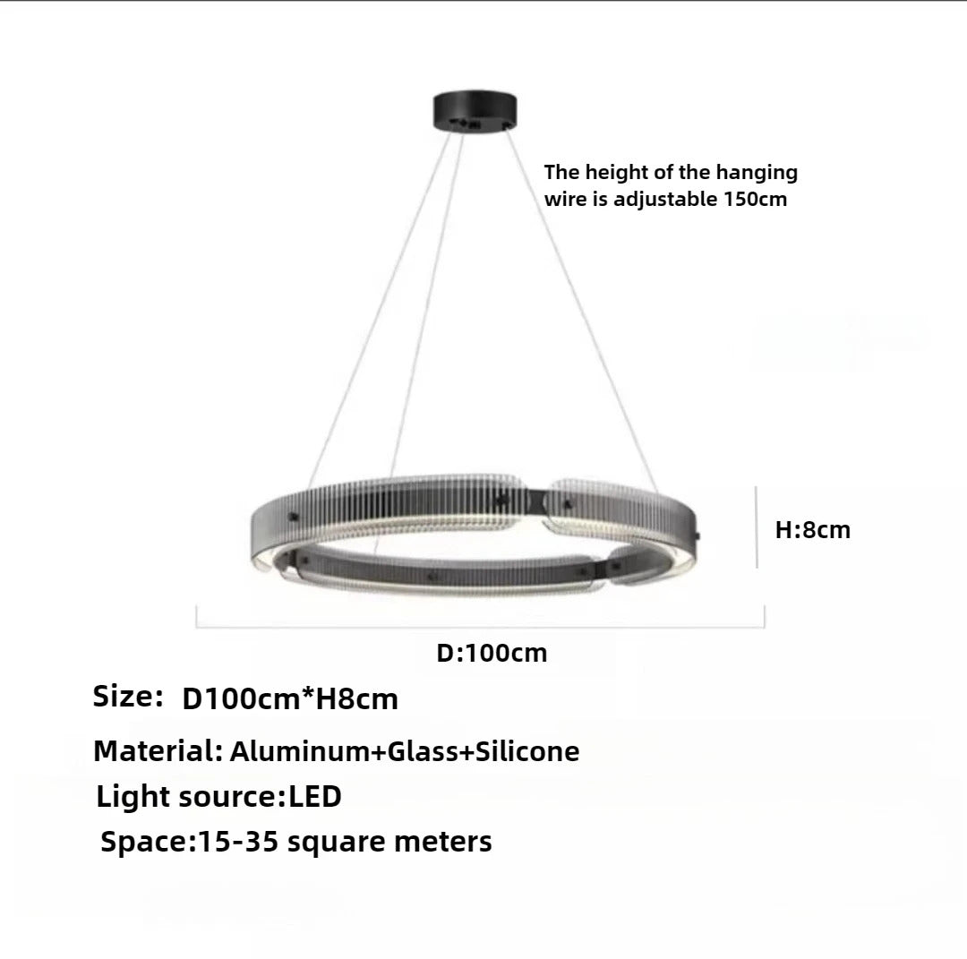 Modern black round chandelier Nordic simple glass lampshade ring LED pendant lights