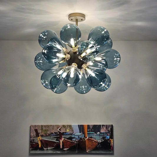 Our blue bubble Chandelier dining table light fixtures