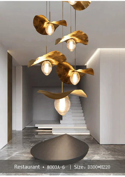 Lotus Leaf pendant light Hammered brass pendant lamp for living room dining room bedroom decoration kitchen light fixtures