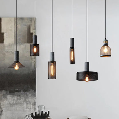 Industrial Concrete Pendant Light Home Decoration Chandelier Fixture Iron Shade Cement Hanging Lamp