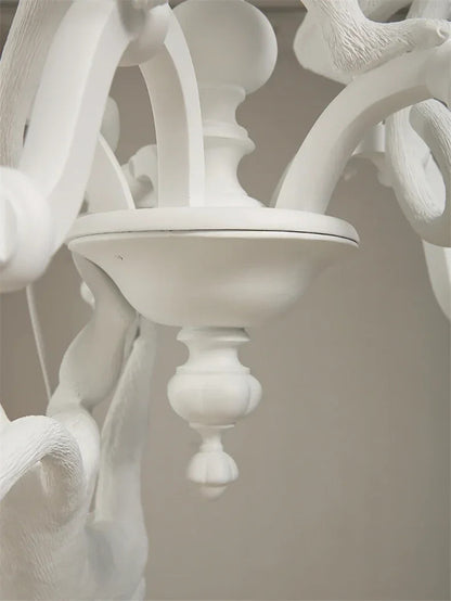 Art creative monkey Pendant lamp White black Resin animal hemp rope wall lamp