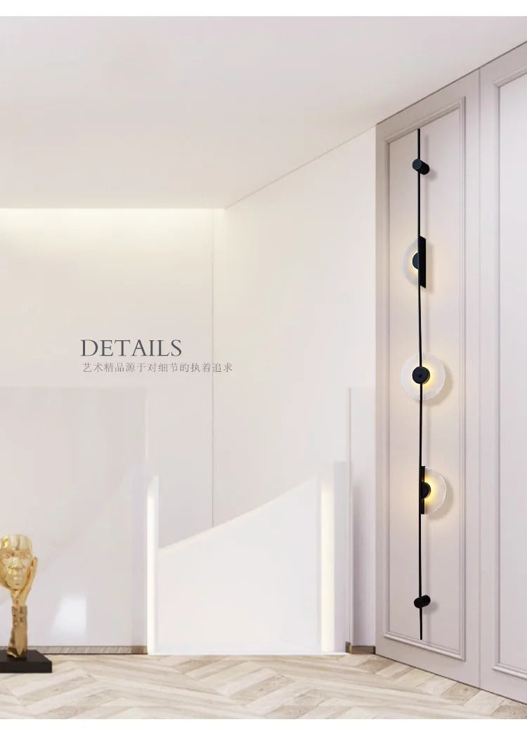 Alabaster Vertical Wall Lamp Modern Mable Wall Art Black Led Acrylic Circle Wall Lamp