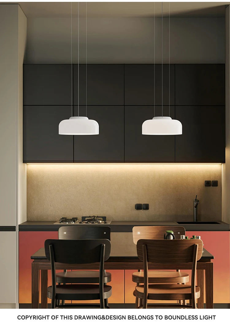 Italian Creative White Glass Shade Pendant Lights Nordic Led Bedside Lamp Round Hanging Lighting for Bar Dining Room Decor Light