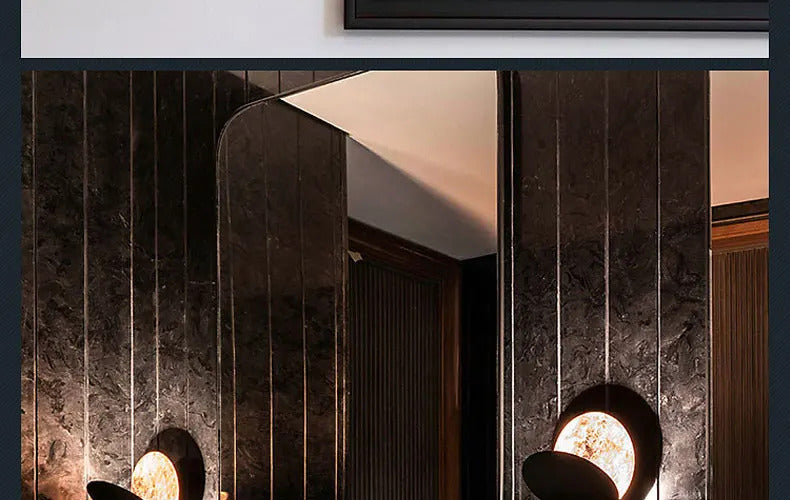 Modern Texture Designer round Wall Lamp Rotatable Black Gold round Sconce light