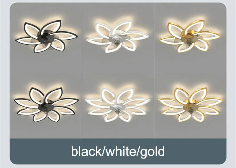 Petals LED Ceiling Fans With Light Bedroom Remote Control 220V Light Fixture