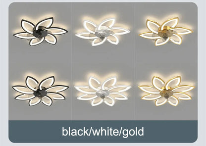 Petals LED Ceiling Fans With Light Bedroom Remote Control 220V Light Fixture