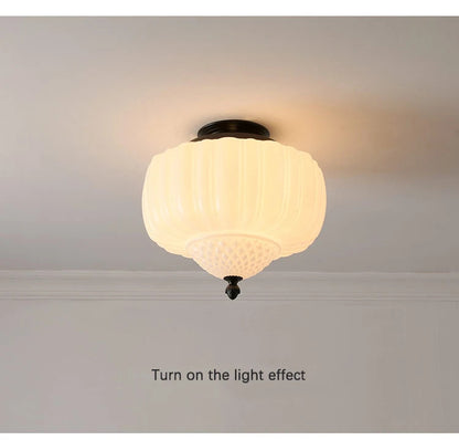 French Medieval Glass Pendant Lamp Milk White Glass LED Pendant Light