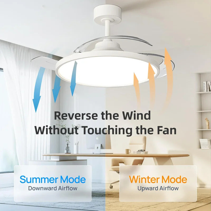 Ceiling Fan With Light Modern Remote Smart Invisible Ceiling Fan Bedroom Lamp