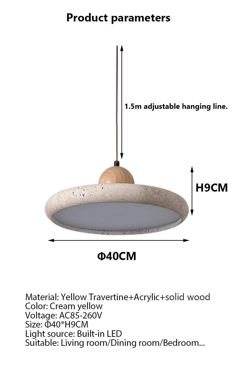 Natural Yellow Travertine Pendant Light Bedroom kitchen Light
