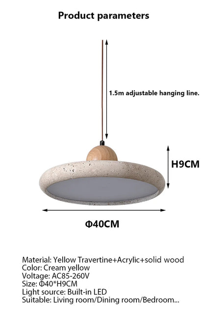 Natural Yellow Travertine Pendant Light Bedroom kitchen Light