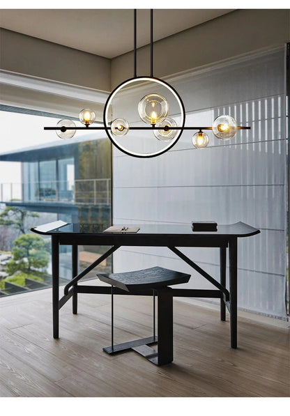 Nordic linear chandelier Kitchen Island light Restaurant ball glass lamp