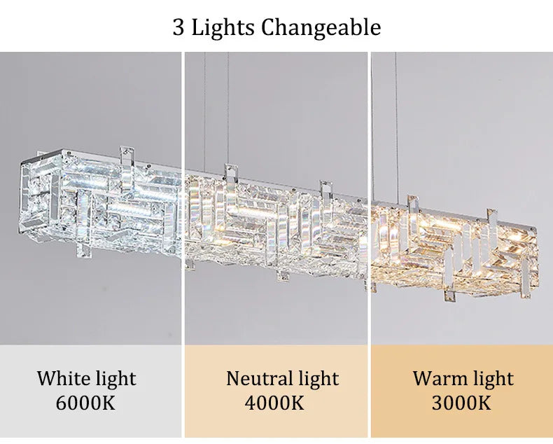 Modern crystal long strip chandelier Luxury Gold  Kitchen island Pendant lamp