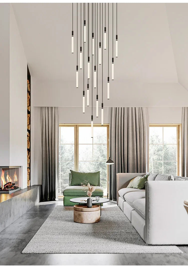 Nordic Staircase strip Pendant Light Modern Minimalist long line Villa Loft bedside Hanging Lamp