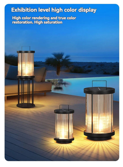 Modern Simple Clear Glass Landscape Lights Lantern Garden Solar Outdoor Light Courtyard Lawn Balcony Decoration Floor Lights