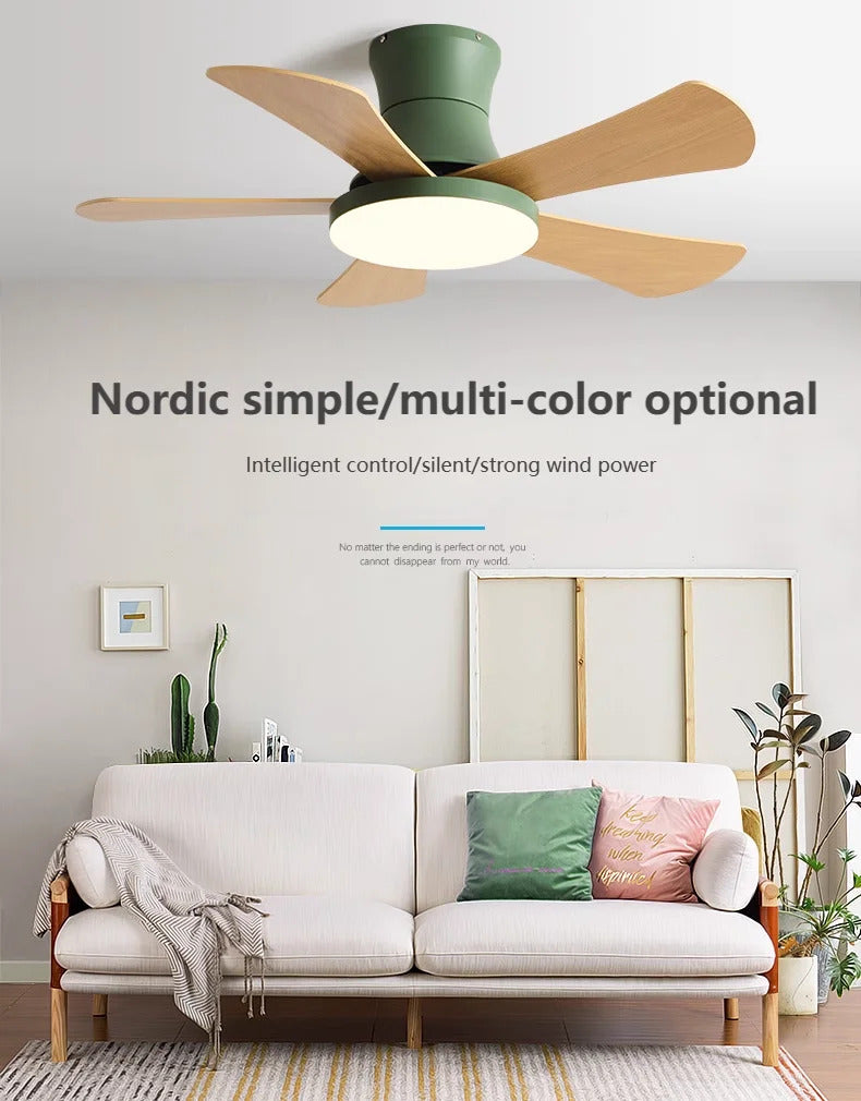 Nordic colorful Ceiling fan light Modern Children bedroom Indoor Ceiling fan lamp