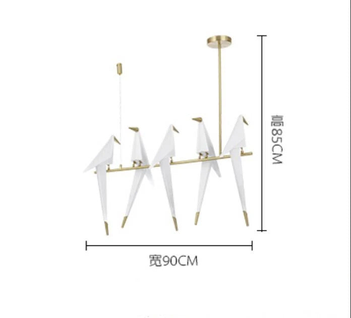 Perch Light Chandeliers designer bird lamps For Restaurant Children's Room paper cranes origami lamp bedroom room Swing light