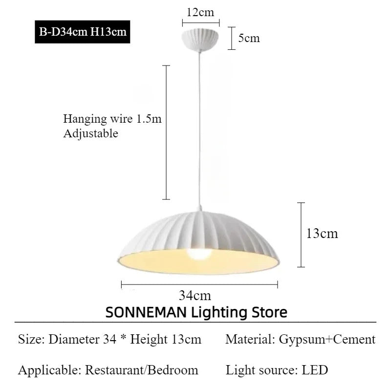 French Gypsum Pendant Light Nordic Designer Restaurant Chandelier
