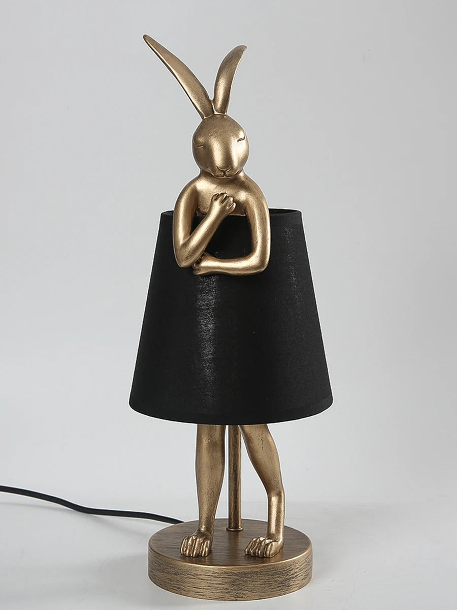 Nordic LED rabbit table lamp Designer resin rabbit desk lamp for study bedroom children's room reading led light bedside lamp
