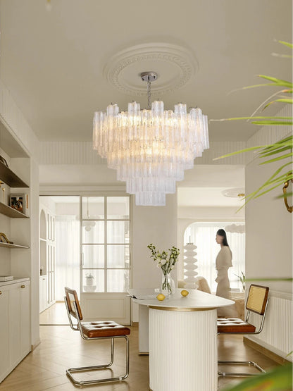 Pink Clear Glass Tube French Design Led Chandelier Lighting Hanging Lamp Lustre Suspension Luminaire Lamp For Dinning Room Decor