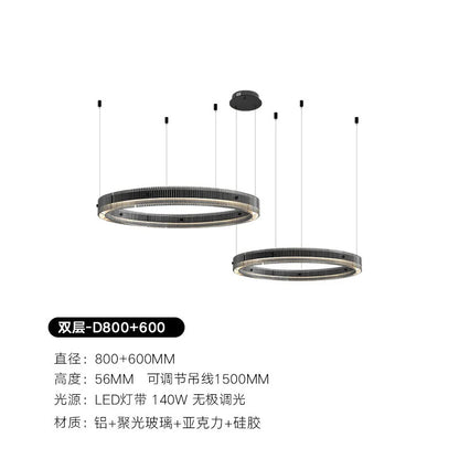 Modern black round chandelier Nordic simple glass lampshade ring LED pendant lights
