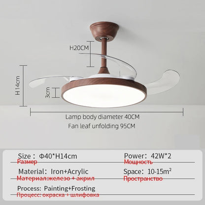 Ceiling Fan With Light Modern Remote Smart Invisible Ceiling Fan Bedroom Lamp