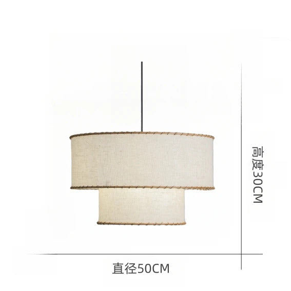 French Style Fabric Pendant Lamp Wabi Sabi Handmade Pendant Light