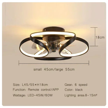 Nordic Intelligent Fan Light Color Dimming and Silent Remote Control Bedroom Lighting