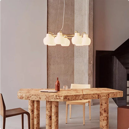 French vintage Cream Glass chandelier Nordic ring Calabash pear pendant lamp