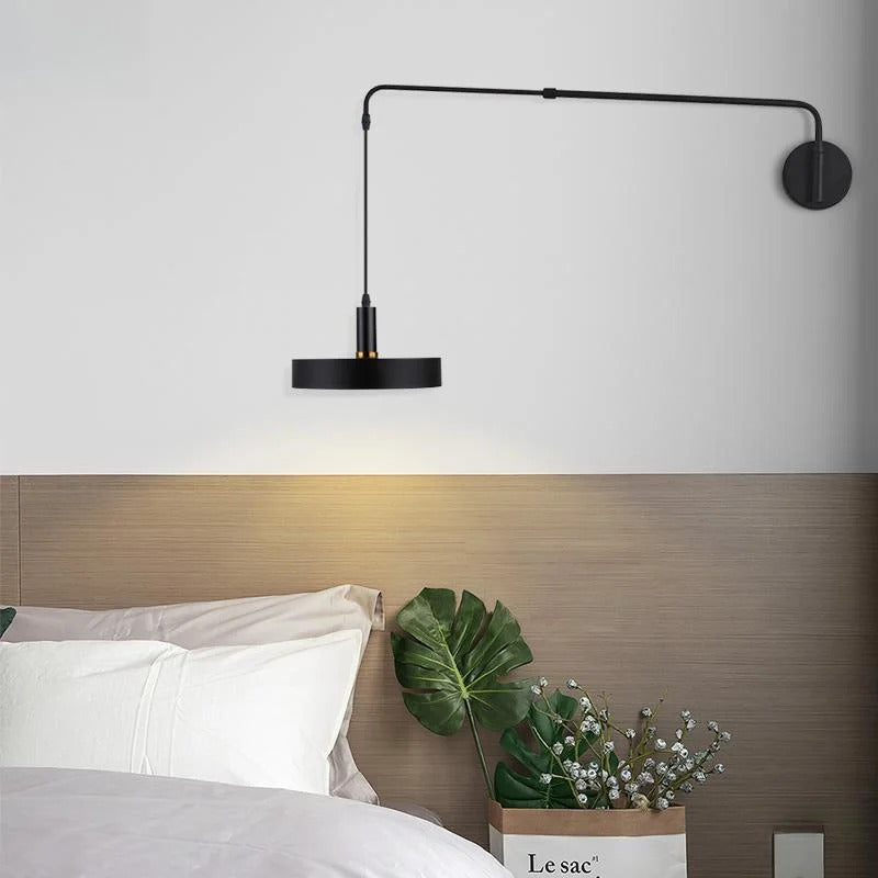 Nordic Swing Arm Black Wall Light Modern corner living room long Adjustable Wall lamp