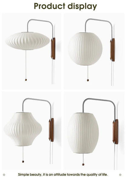 Nordic minimalist milk white wall lamp Danish designer Hand Woven Silk table light