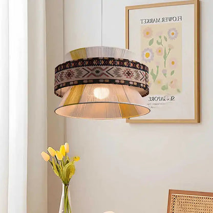 Bohemian Pendant Light Retro Cotton Rope Woven Chandeliers