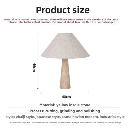 Yellow Travertine Fabric Art Table Lamp Japanese Stone Table Lamp