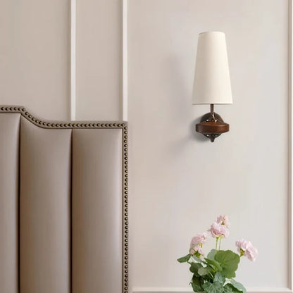 French Vintage Solid Wood Wall Lamp Luxury Retro Bedside sconce light