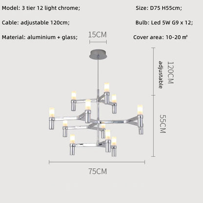 Crown Major Chandelier Nordic Tube Silver Chandelier Modern Led Luxury Chandelier