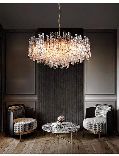 Modern Melting Ice Whiskey chandelier Italy Designer Luxury crystals Amber pendant lamps