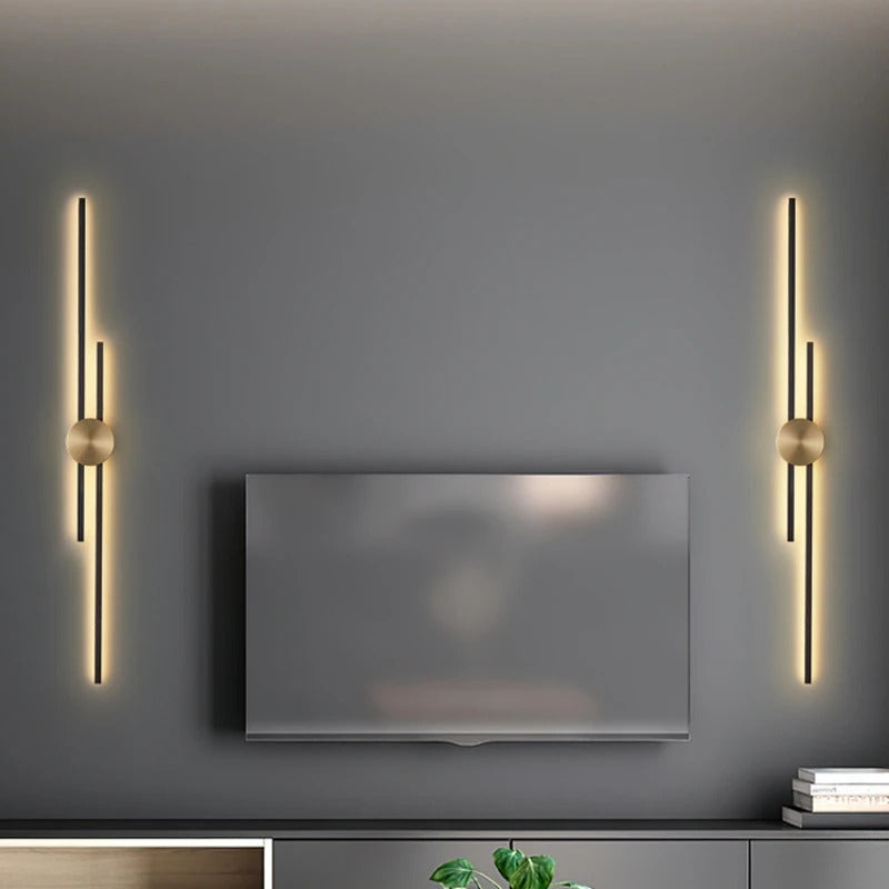 Modern Long Wall Lamp luxury minimalist black gold background LED Wall lights