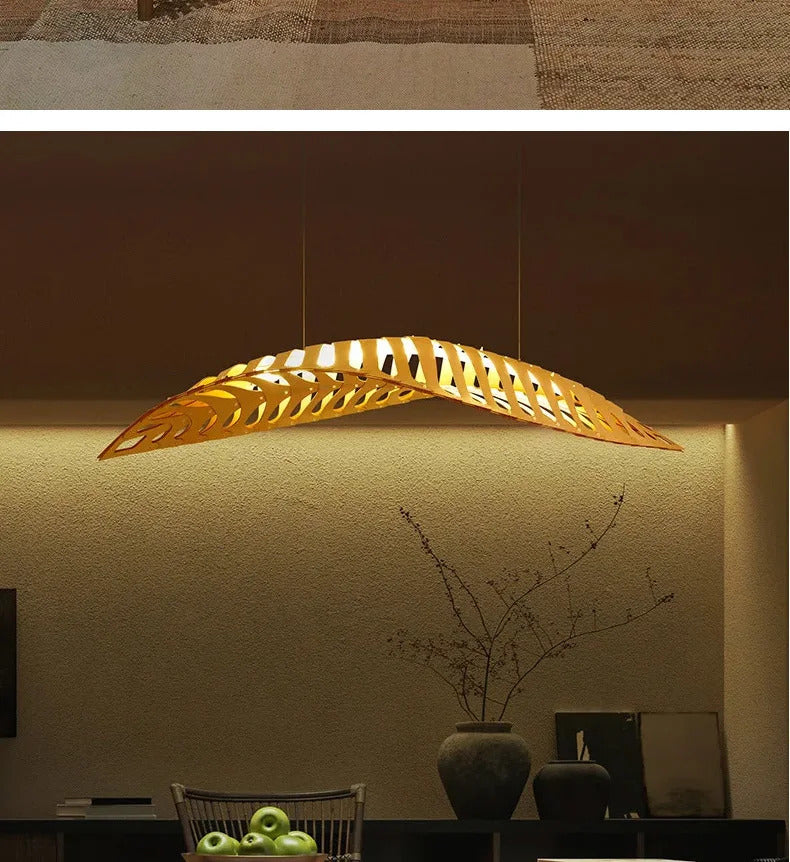 Japanese Wabi Sabi Leaf Chandeliers Art designer Fish Bone Retro Minimalist Pendant Light