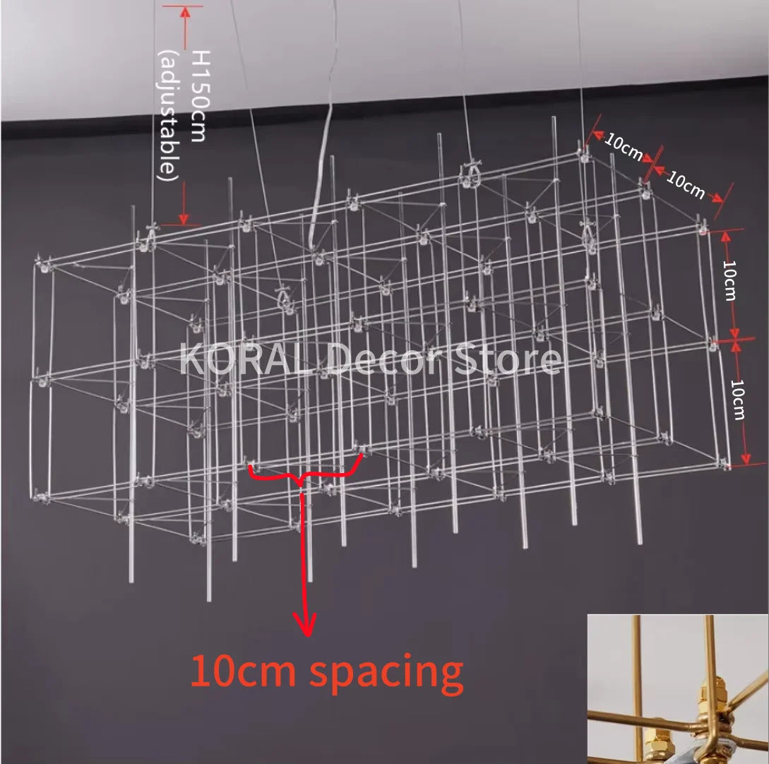 Modern Luxury Rectangular Chandelier LED Firefly Chandelier