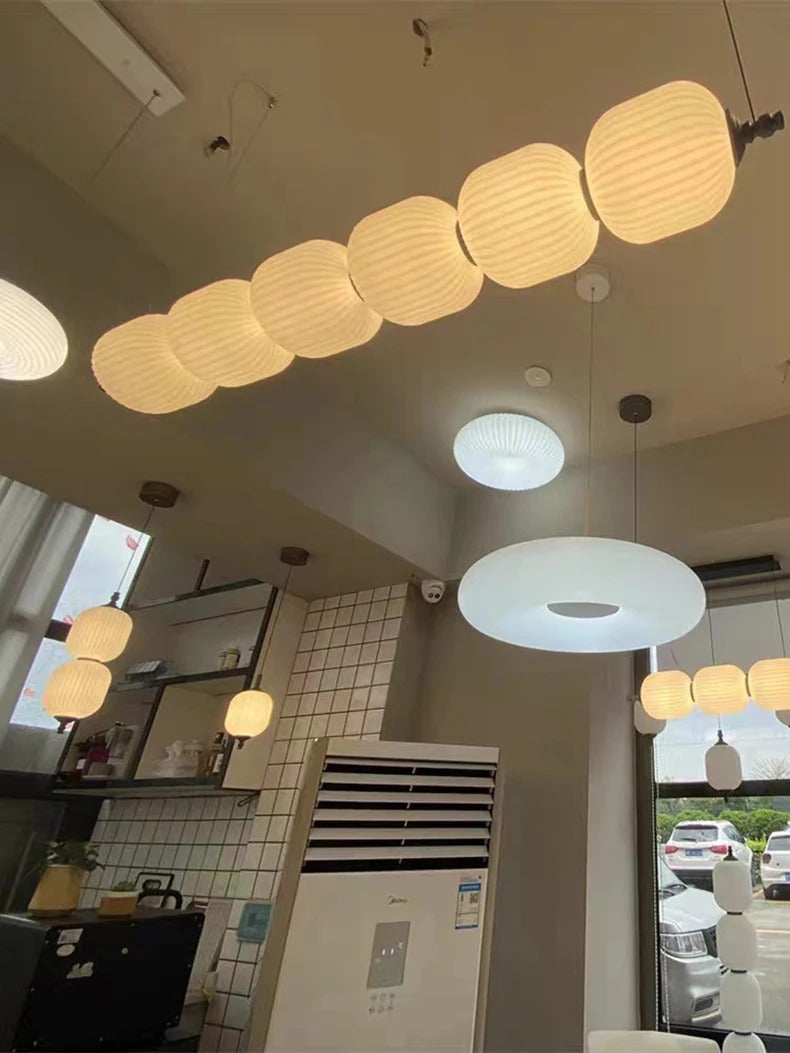 White glass bulb chandelier Long glass pendant lamp for Bedroom living room restaurant Bar Minimalist Necklace LED pendant light